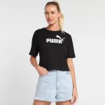 4k Puma 586866-01 wmn Cropped Ess Logo Tee PRETO - black 
